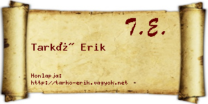 Tarkó Erik névjegykártya